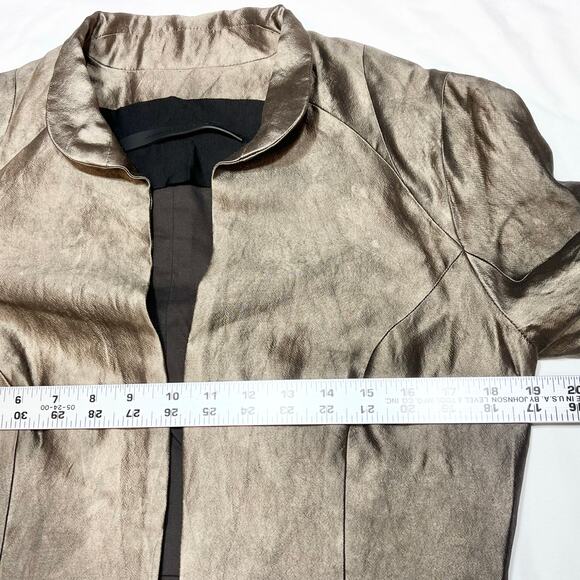 Juan Carlos Obando Hand Dyed Bronze Evening Coat Women 12 Wool Silk Trench - Picture 13 of 14